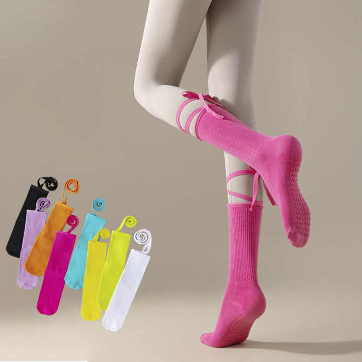 3 Pcs White Non-Slip Yoga Socks with Cross Straps - Cotton Pilates Dance Socks for Women, Lightweight Comfort