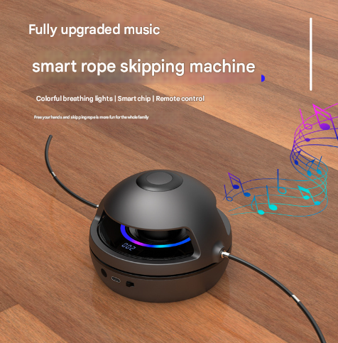 Pink Smart Electric Jump Rope Machine with Bluetooth Music, Remote Control & LED Lights