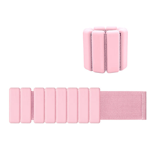 Pink Premium Adjustable Silicone Wrist & Ankle Weights (1lb Each, 2lb Pair) - Waterproof & Sweatproof for Enhanced Yoga, Running & Fitness Workouts